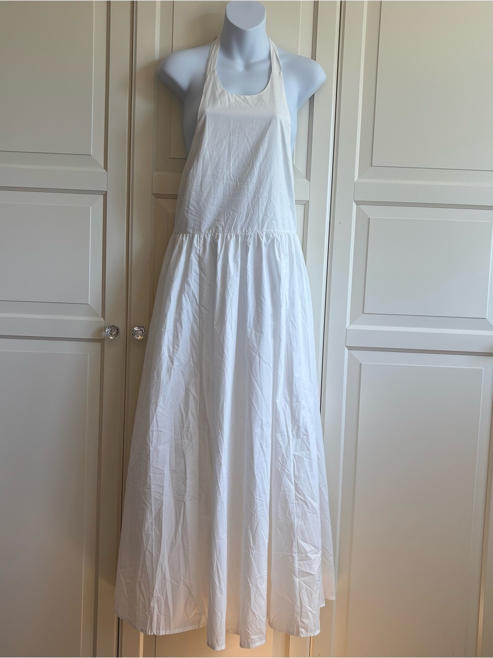 En Saison White Halter Midi Dress Open Back Sleeveless A-Line Size S Resort - Picture 5 of 13